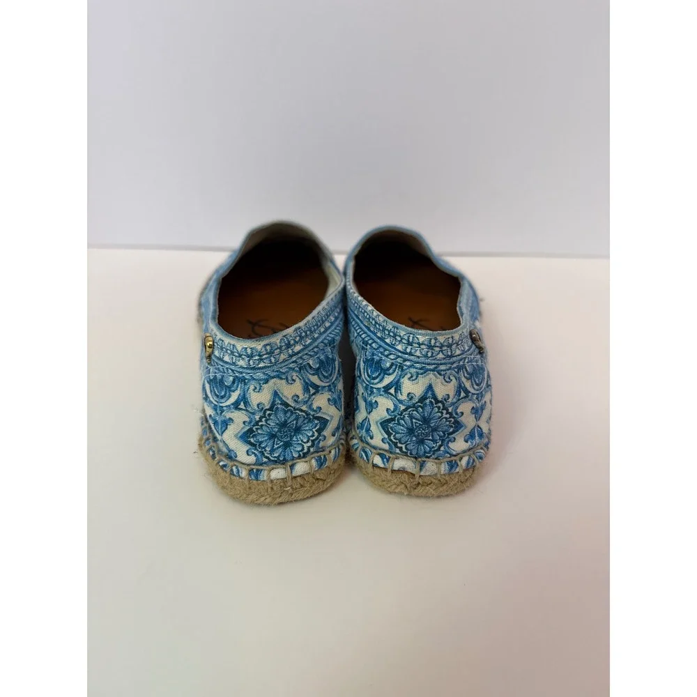 Brighton Belina Blue White Tile Print Espadrille Slip On Flats Shoes Womens 7